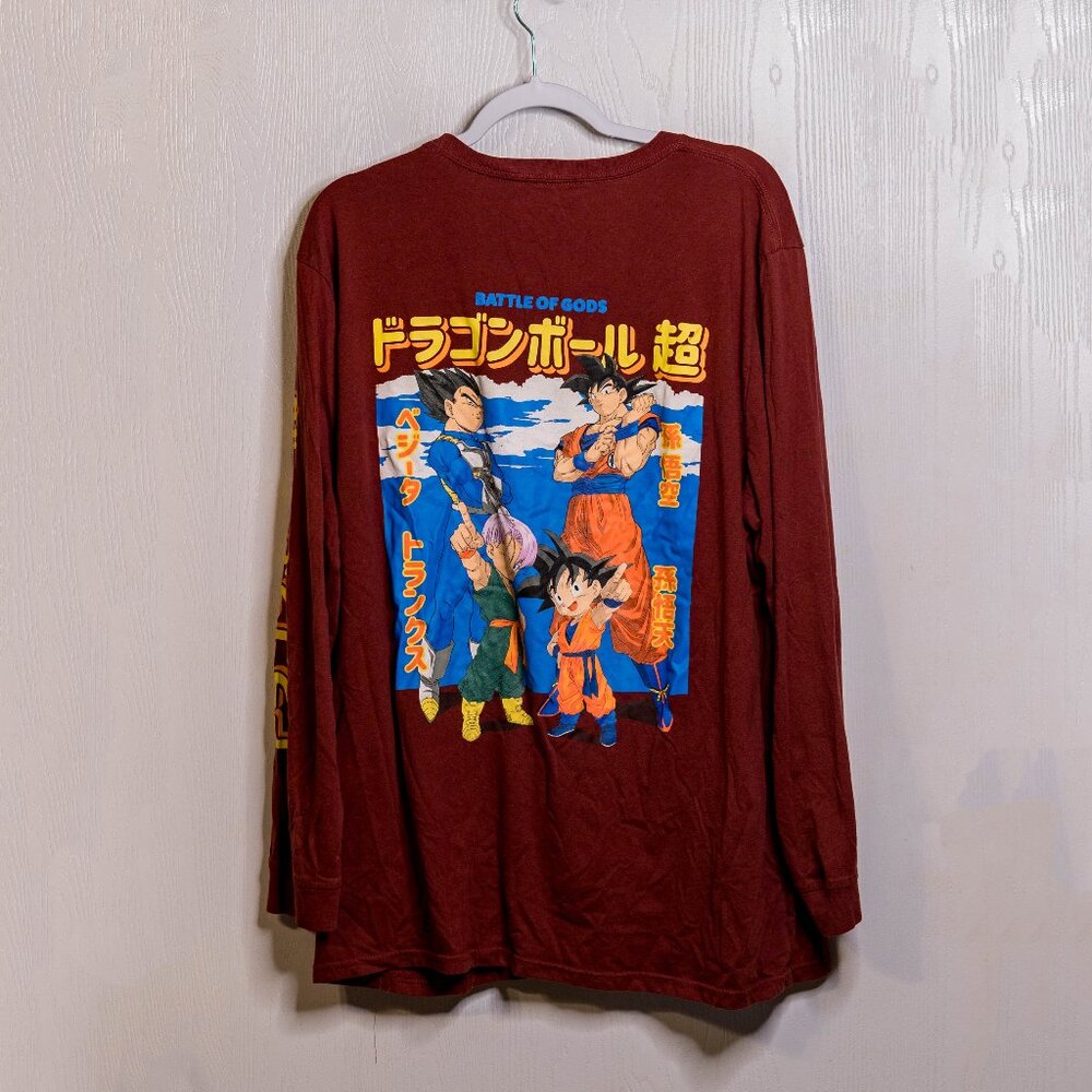 CLEARANCE Maroon Long Sleeve Dragon Ball Z Graphic Shirt - Men's 2XL